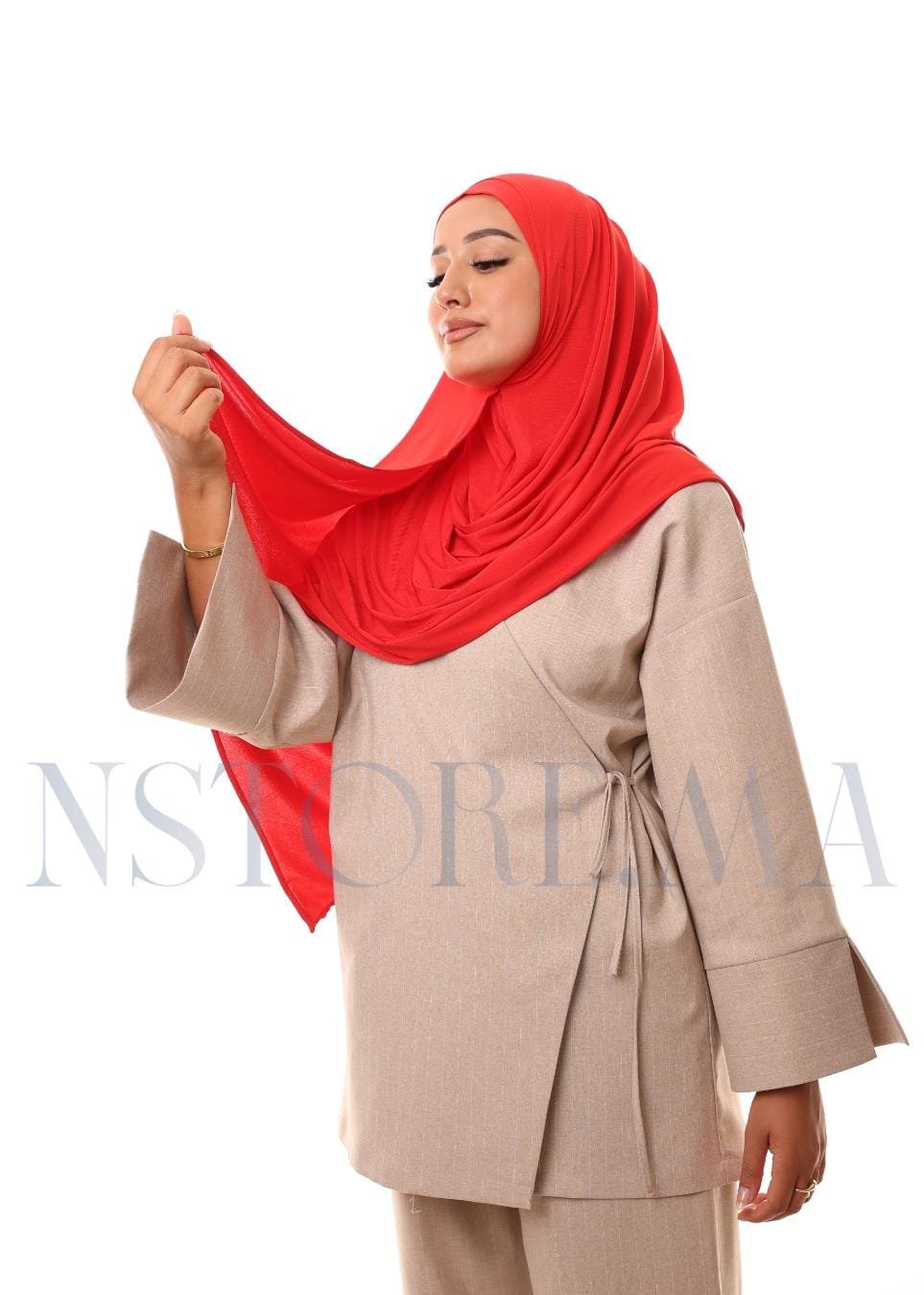 شال مزدوج - أحمر -