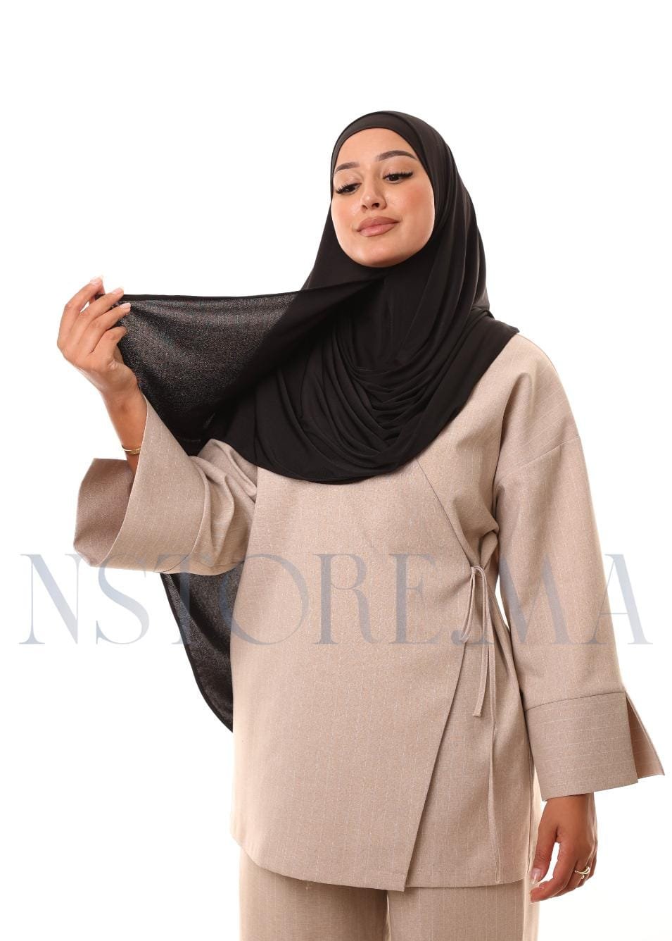 شال مزدوج - أسود -
